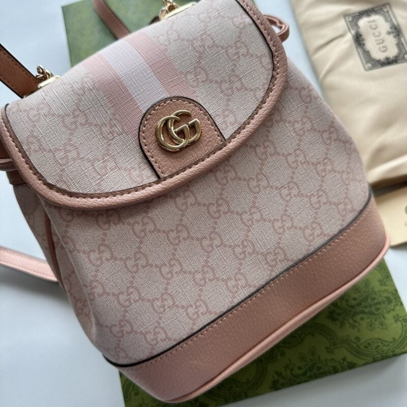 【AT2658】Gucci Ophidiaミニバックパック、GGとレザーボーダー、調節可能なショルダーストラップ