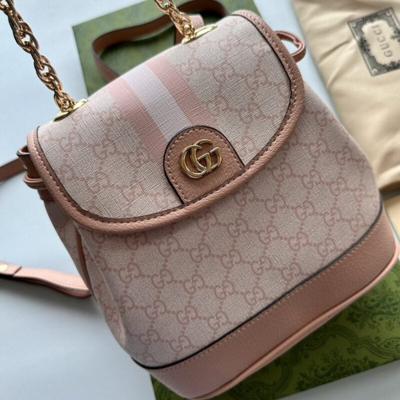 【AT2658】Gucci Ophidiaミニバックパック、GGとレザーボーダー、調節可能なショルダーストラップ