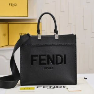 【AT2675】Fendi TOTE トートバッグ "サンシャインハンドバッグ"、シンプルなロゴのデザイン、琥珀色のダブルハンドルが全体のバッグの最大の焦点です。