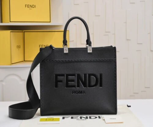 【AT2675】Fendi TOTE トートバッグ "サンシャインハンドバッグ"、シンプルなロゴのデザイン、琥珀色のダブルハンドルが全体のバッグの最大の焦点です。