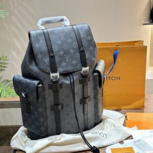 【AT2874】LV バックパック グレー 武士 バックパック💼 超高画質 ロゴ ロゴ 出かける 旅行 専用✈️