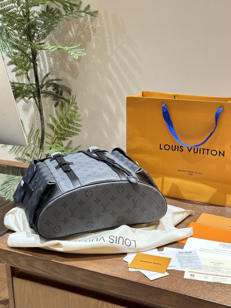【AT2874】LV バックパック グレー 武士 バックパック💼 超高画質 ロゴ ロゴ 出かける 旅行 専用✈️