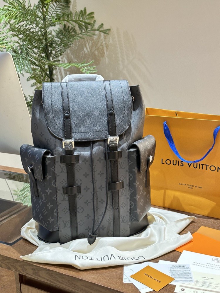 【AT2874】LV バックパック グレー 武士 バックパック💼 超高画質 ロゴ ロゴ 出かける 旅行 専用✈️