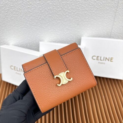 【AT3361】CELINE Triompheシリーズのクラシックなカーフスキンの三つ折りショートウォレット
