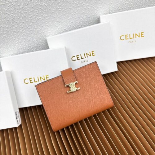 【AT3365】CELINE Triomphe クラシックな二つ折り財布 - レトロブラウン