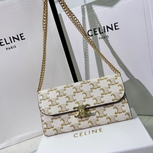 【AT3383】Celineのクラシックなロゴチェーンバッグ