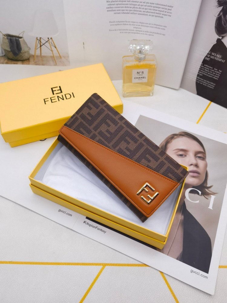 【AT3463】FendiのクラシックなFFモノグラム柄の色合わせの長財布は、ファッション感度が高く、ラグジュアリーブランドの選択です。
