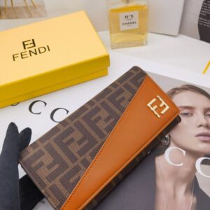 【AT3463】FendiのクラシックなFFモノグラム柄の色合わせの長財布は、ファッション感度が高く、ラグジュアリーブランドの選択です。