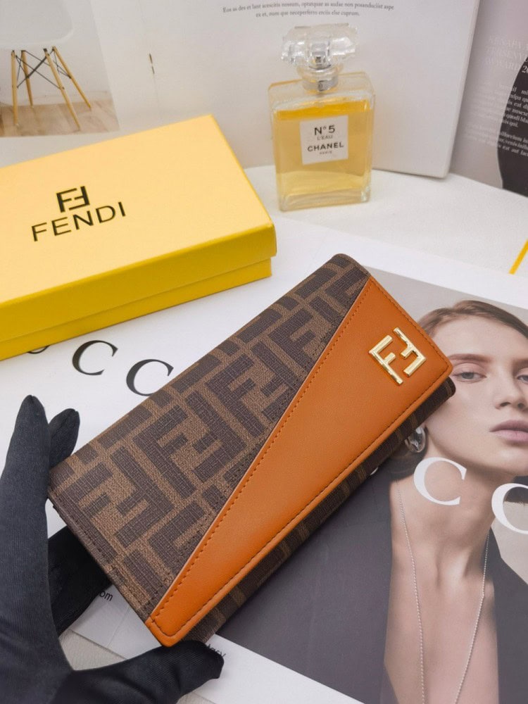 【AT3463】FendiのクラシックなFFモノグラム柄の色合わせの長財布は、ファッション感度が高く、ラグジュアリーブランドの選択です。