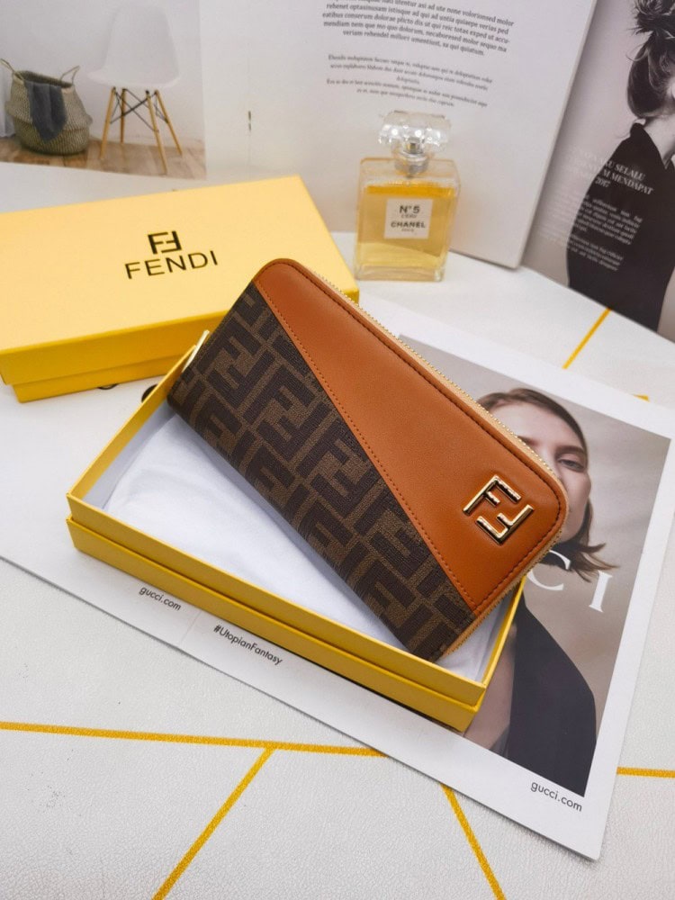 【AT3466】FendiのクラシックなFFプリントのパッチワーク長財布|ファッションデザイン|コレクション可能