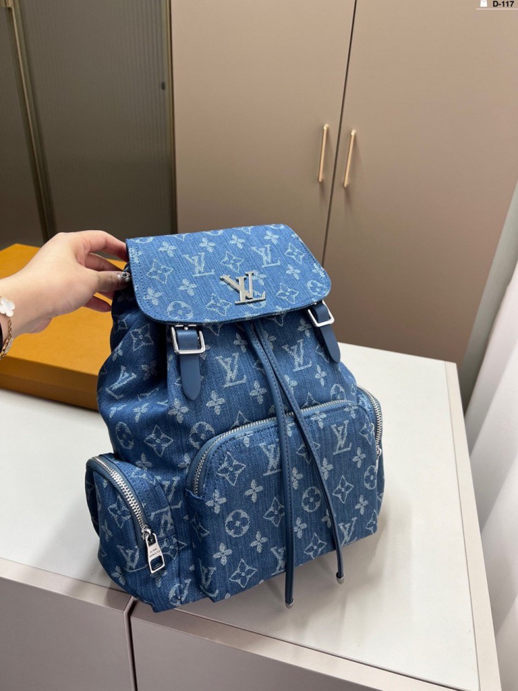 【AT3489】LVモノグラムデニムリュックサック。レトロで流行しており、ファッションで合わせやすいアイテムです。