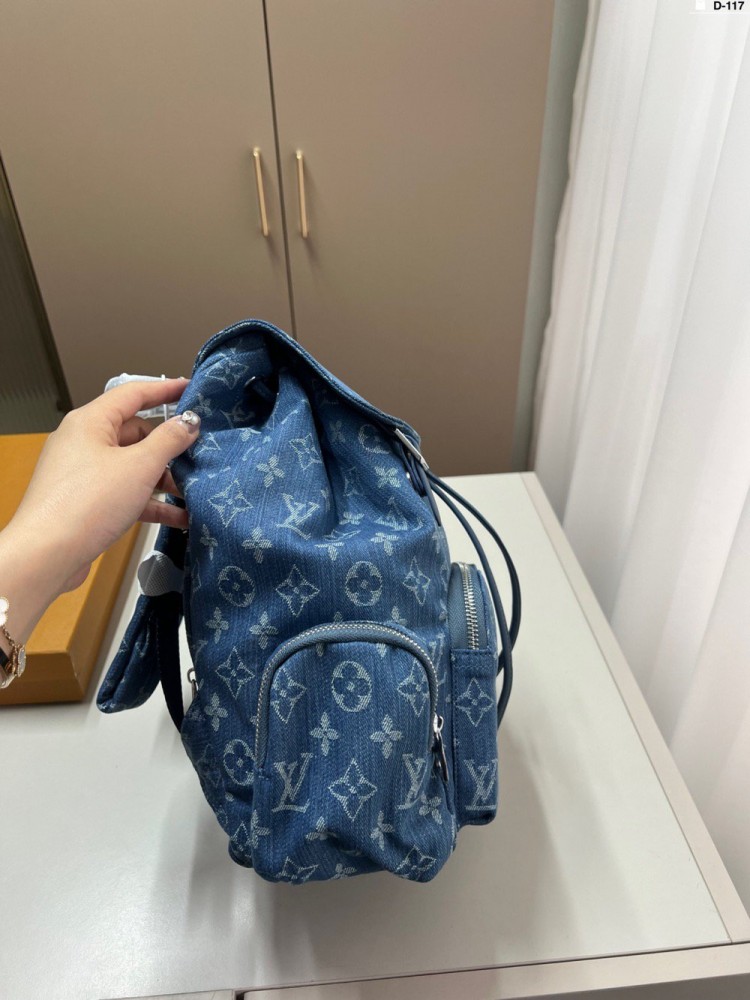 【AT3489】LVモノグラムデニムリュックサック。レトロで流行しており、ファッションで合わせやすいアイテムです。