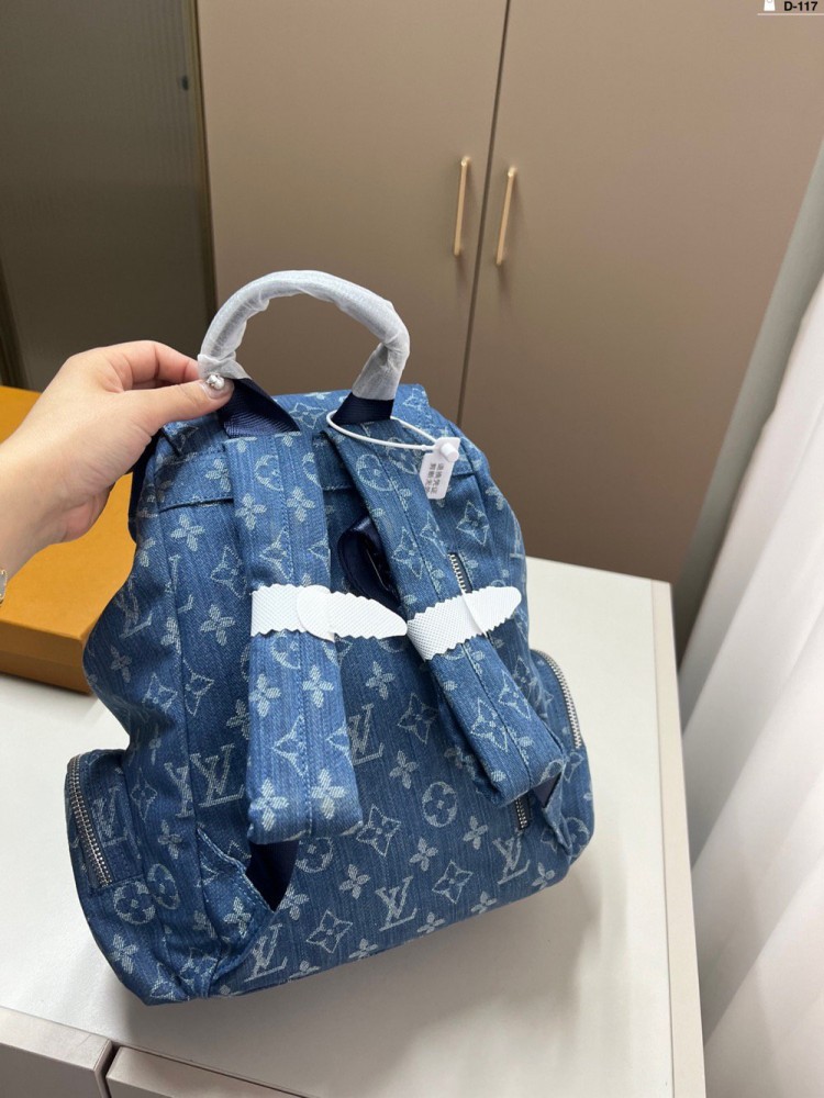 【AT3489】LVモノグラムデニムリュックサック。レトロで流行しており、ファッションで合わせやすいアイテムです。