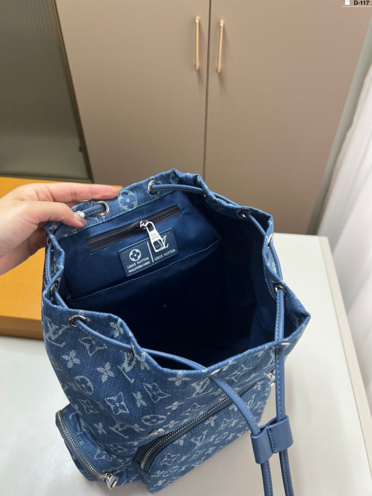 【AT3489】LVモノグラムデニムリュックサック。レトロで流行しており、ファッションで合わせやすいアイテムです。