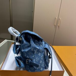【AT3490】LVモノグラム ブルー デニム リュックサック ヴィンテージトレンド ライトラグジュアリー ベーシック