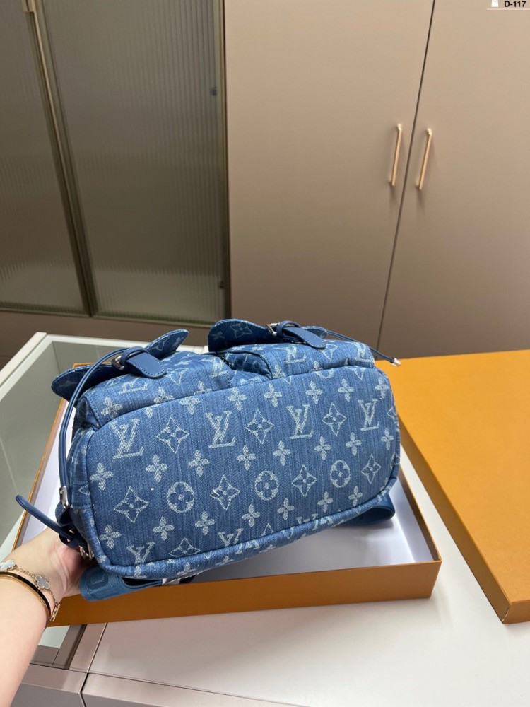 【AT3490】LVモノグラム ブルー デニム リュックサック ヴィンテージトレンド ライトラグジュアリー ベーシック