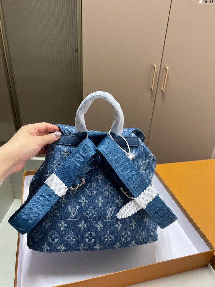 【AT3490】LVモノグラム ブルー デニム リュックサック ヴィンテージトレンド ライトラグジュアリー ベーシック