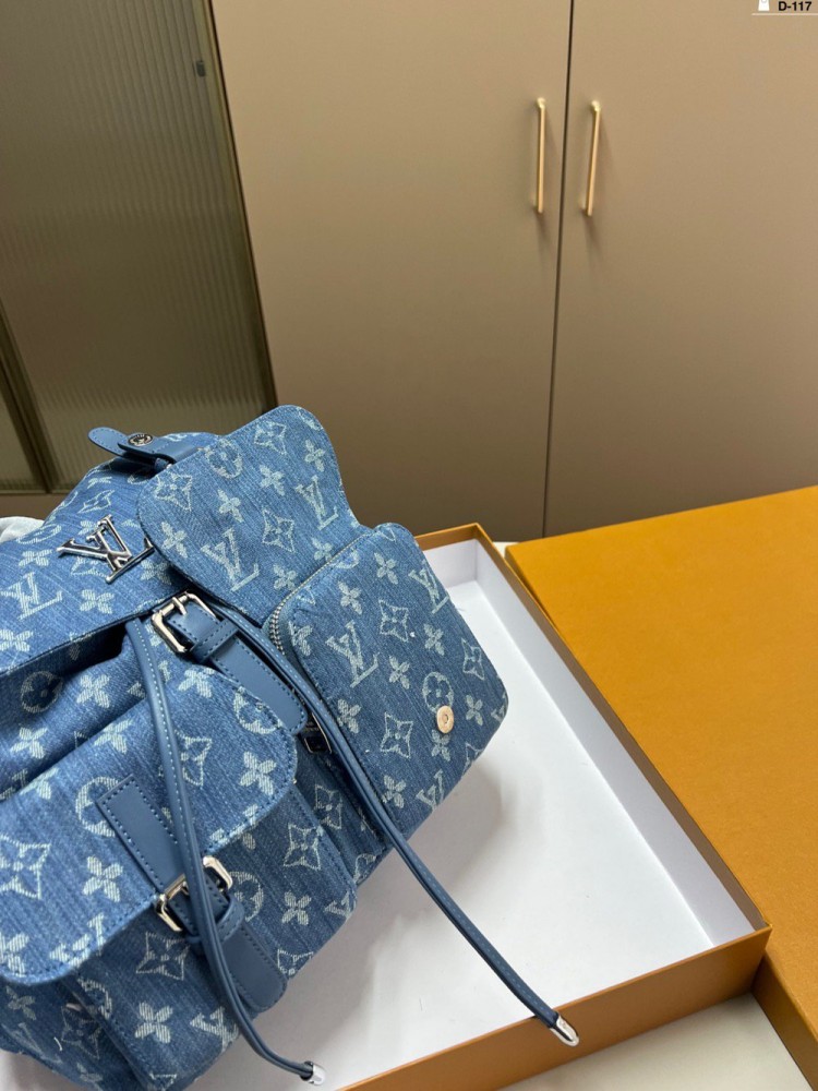 【AT3490】LVモノグラム ブルー デニム リュックサック ヴィンテージトレンド ライトラグジュアリー ベーシック