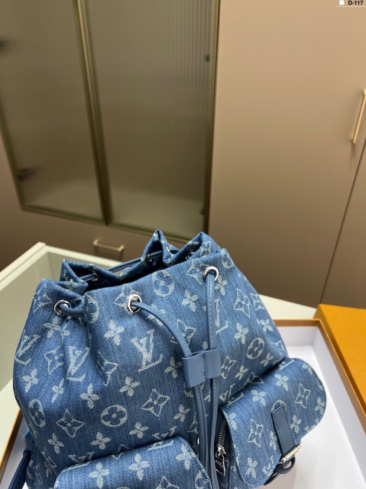 【AT3490】LVモノグラム ブルー デニム リュックサック ヴィンテージトレンド ライトラグジュアリー ベーシック