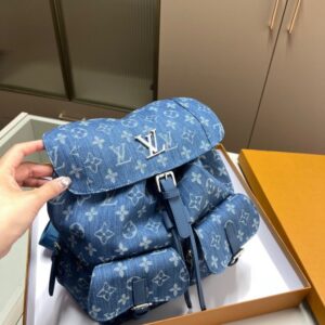 【AT3490】LVモノグラム ブルー デニム リュックサック ヴィンテージトレンド ライトラグジュアリー ベーシック