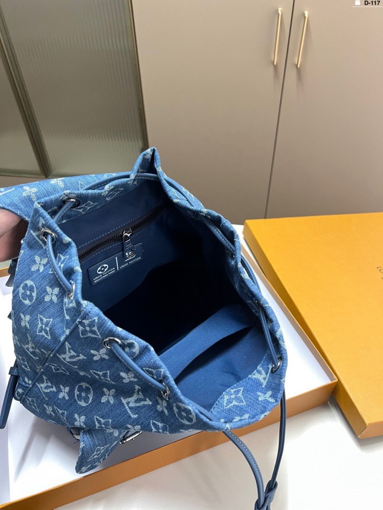 【AT3490】LVモノグラム ブルー デニム リュックサック ヴィンテージトレンド ライトラグジュアリー ベーシック