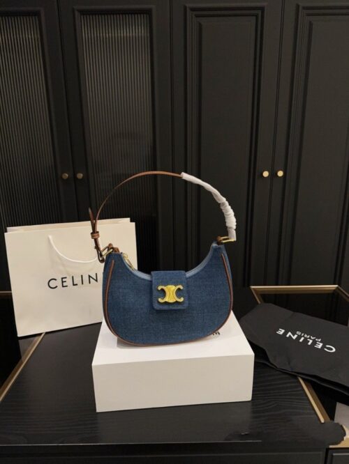 【AT3507】CELINE デニム AVA ジーンズの三日月バッグ。トレンドに合わせて。