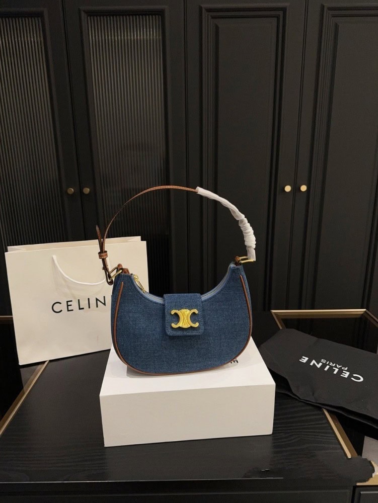 【AT3507】CELINE デニム AVA ジーンズの三日月バッグ。トレンドに合わせて。