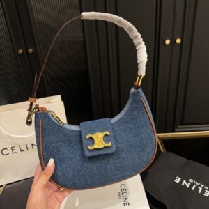 【AT3507】CELINE デニム AVA ジーンズの三日月バッグ。トレンドに合わせて。