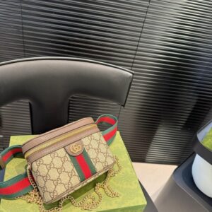 【AT3519】Gucci Ophidia GG Supremeクラシックミニカメラバッグ（ダブルショルダーストラップ+チェーン付き）
