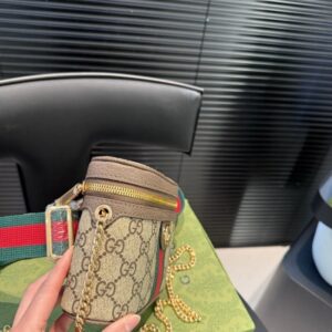 【AT3519】Gucci Ophidia GG Supremeクラシックミニカメラバッグ（ダブルショルダーストラップ+チェーン付き）
