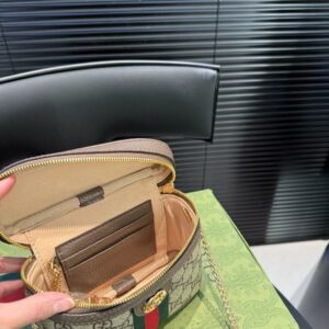 【AT3519】Gucci Ophidia GG Supremeクラシックミニカメラバッグ（ダブルショルダーストラップ+チェーン付き）