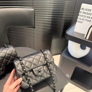 【AT3524】Chanel CFミニクラシックフラップバッグ | ブラックダイヤ柄チェーンバッグ | 上質で万能なワンショルダーショルダーバッグ