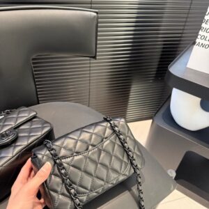 【AT3524】Chanel CFミニクラシックフラップバッグ | ブラックダイヤ柄チェーンバッグ | 上質で万能なワンショルダーショルダーバッグ