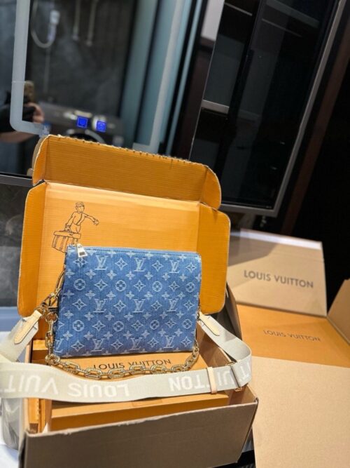 【AT3533】LVクッションデニムパッチワークバッグ。レトロでトレンディー、ファッションと万能。