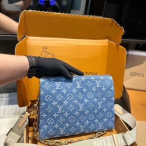 【AT3533】LVクッションデニムパッチワークバッグ。レトロでトレンディー、ファッションと万能。