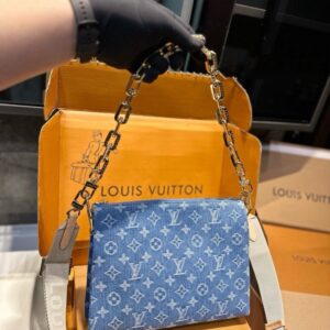 【AT3533】LVクッションデニムパッチワークバッグ。レトロでトレンディー、ファッションと万能。