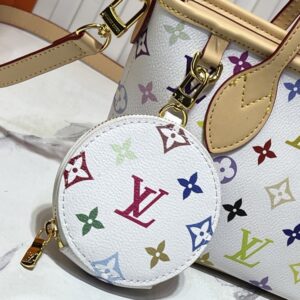【AT3547】Louis Vuittonのクラシックなカラーモノグラム柄のトートバッグ、ビンテージ風の小さなハンドバッグ、ミニコインケース付き