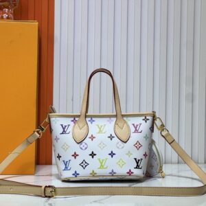 【AT3547】Louis Vuittonのクラシックなカラーモノグラム柄のトートバッグ、ビンテージ風の小さなハンドバッグ、ミニコインケース付き