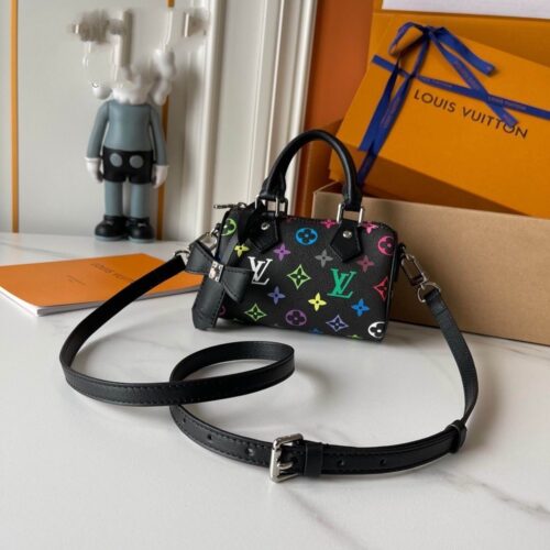 【AT3556】Louis Vuitton LVブラックモノグラムミニ枕バッグ、ファッショナブルなリボンショルダーバッグ、斜め掛け手提げバッグ