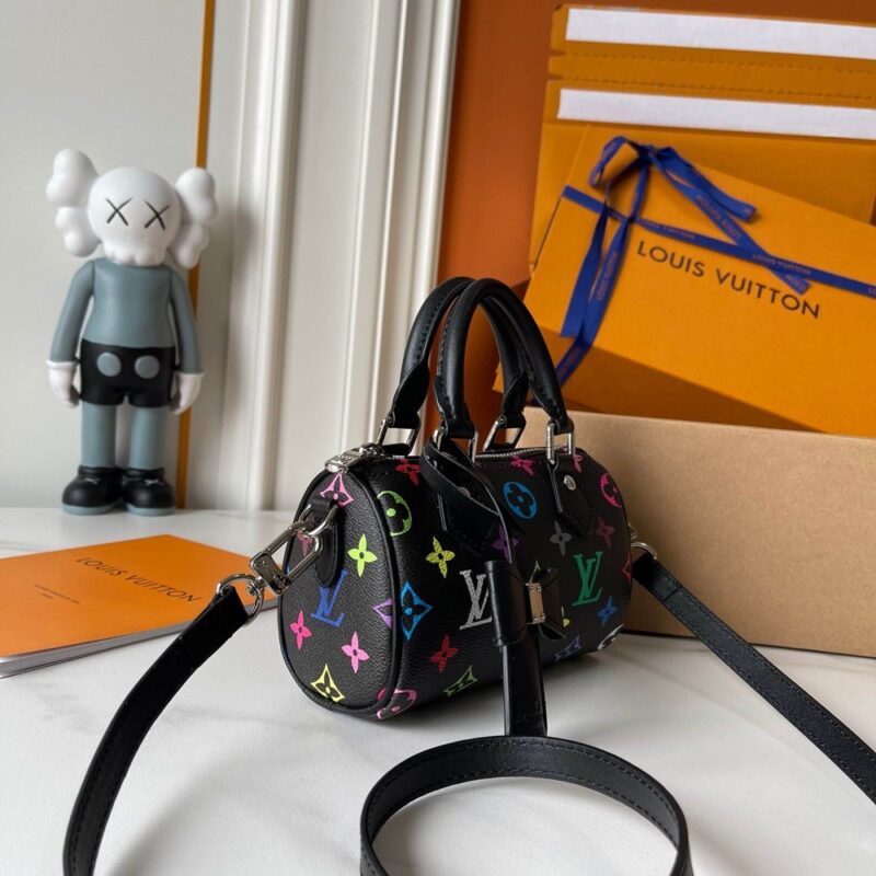 【AT3556】Louis Vuitton LVブラックモノグラムミニ枕バッグ、ファッショナブルなリボンショルダーバッグ、斜め掛け手提げバッグ
