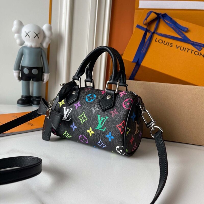 【AT3556】Louis Vuitton LVブラックモノグラムミニ枕バッグ、ファッショナブルなリボンショルダーバッグ、斜め掛け手提げバッグ