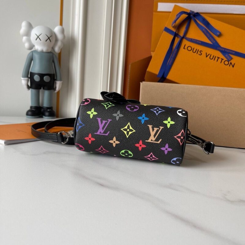 【AT3556】Louis Vuitton LVブラックモノグラムミニ枕バッグ、ファッショナブルなリボンショルダーバッグ、斜め掛け手提げバッグ