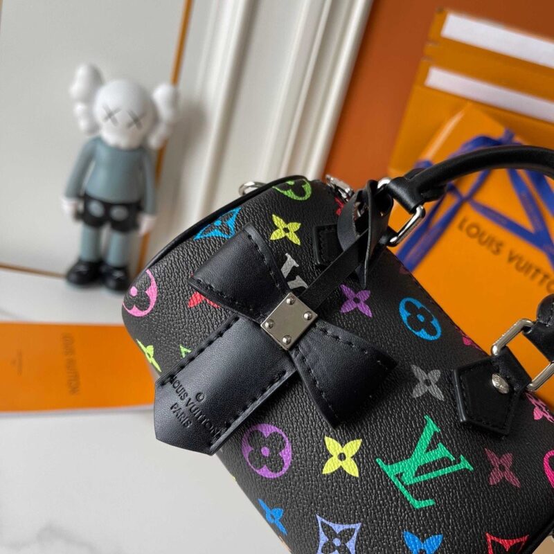 【AT3556】Louis Vuitton LVブラックモノグラムミニ枕バッグ、ファッショナブルなリボンショルダーバッグ、斜め掛け手提げバッグ