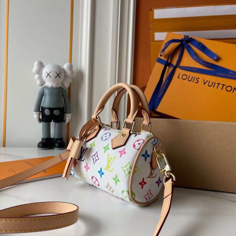 【AT3557】Louis VuittonのLV白いモノグラムミニクッションバッグ、ファッショナブルなリボンショルダー斜めがけハンドバッグ。