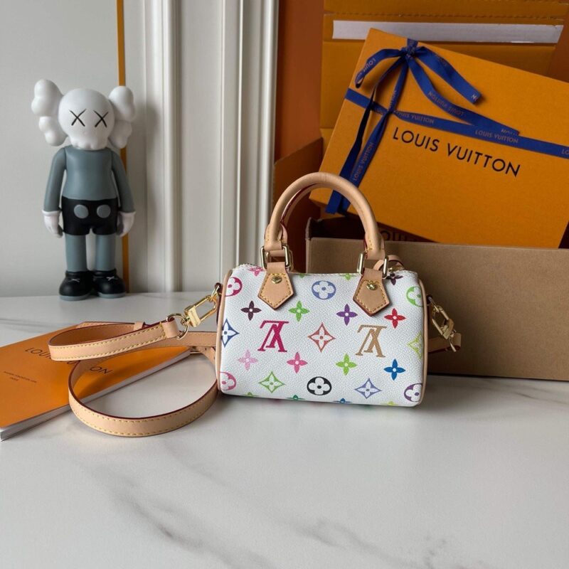 【AT3557】Louis VuittonのLV白いモノグラムミニクッションバッグ、ファッショナブルなリボンショルダー斜めがけハンドバッグ。