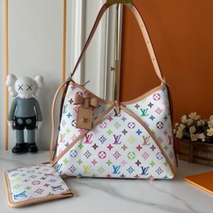 【AT3559】Louis Vuitton ルイ・ヴィトン LV 大型ホワイトレインボーモノグラムハンドバッグショルダーバッグ。