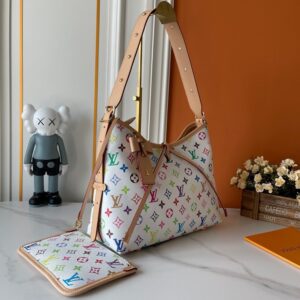 【AT3559】Louis Vuitton ルイ・ヴィトン LV 大型ホワイトレインボーモノグラムハンドバッグショルダーバッグ。