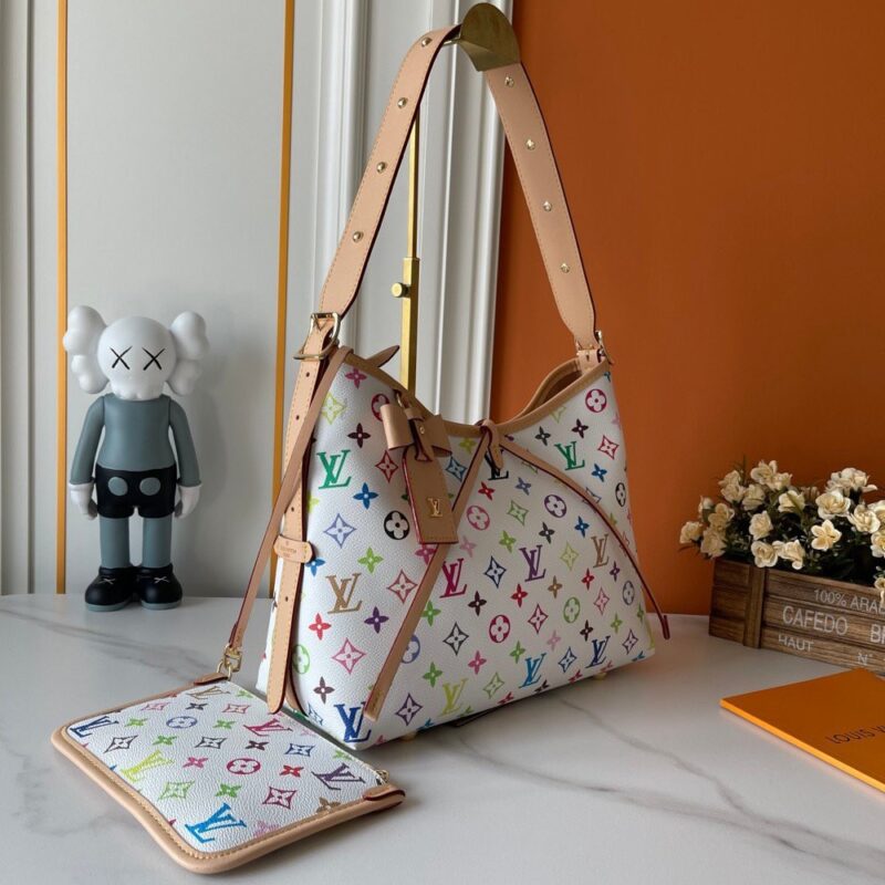 【AT3559】Louis Vuitton ルイ・ヴィトン LV 大型ホワイトレインボーモノグラムハンドバッグショルダーバッグ。