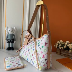 【AT3559】Louis Vuitton ルイ・ヴィトン LV 大型ホワイトレインボーモノグラムハンドバッグショルダーバッグ。