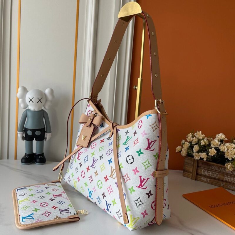 【AT3559】Louis Vuitton ルイ・ヴィトン LV 大型ホワイトレインボーモノグラムハンドバッグショルダーバッグ。